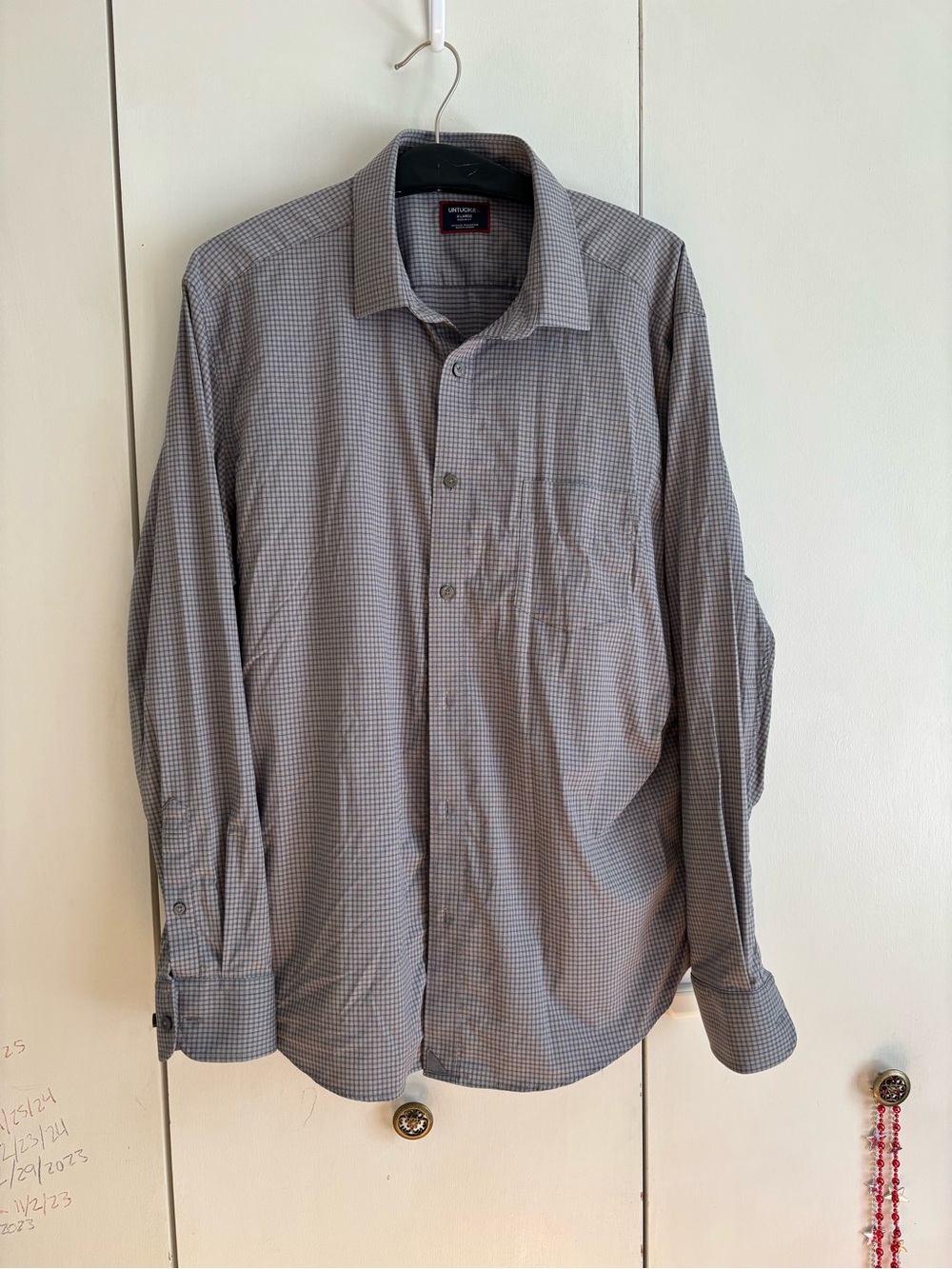 UNTUCKit Men's Gray Micro-Check Dress Shirt